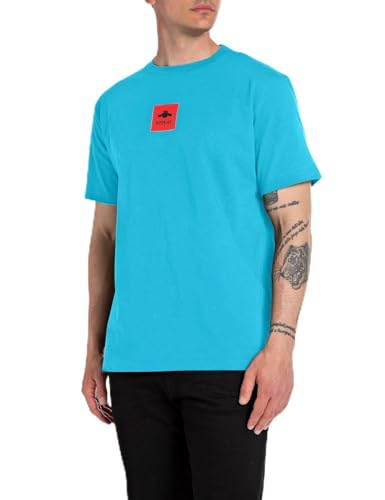 Replay Herren T-Shirt Kurzarm aus Baumwolle, Turquoise 957 (Türkis), XL von Replay