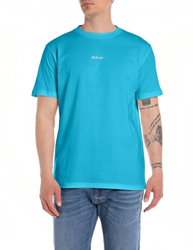 Replay Herren T-Shirt Kurzarm aus Baumwolle, Turquoise 957 (Türkis), XS von Replay