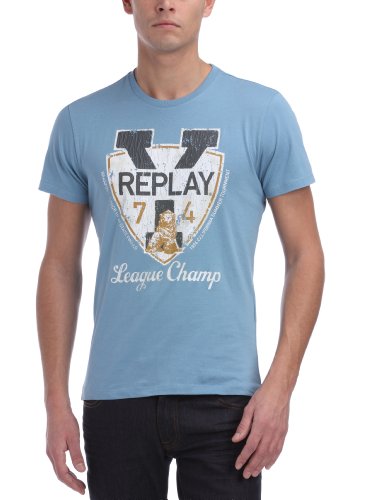 Replay M3021 – T-Shirt – Herren Gr. M, Blau (Powder Azure). von Replay