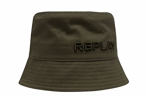 Replay Unisex Bucket Hut mit Logo, Khaki Green 411 (Grün), L-XL von Replay