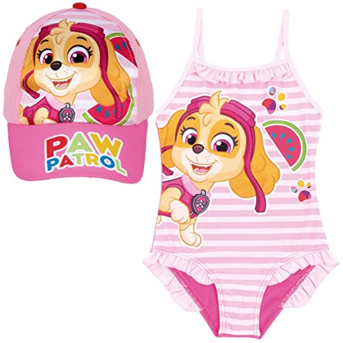 Paw Patrol Badeanzug für Strand oder Pool + Paw Patrol Cap für Mädchen | Paw Patrol Badeanzug und Kappe | Paw Patrol Badeanzug für Mädchen und Skye Cap, Rosa, 2 Jahre von Requeteguay Urban RU