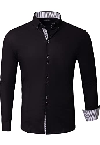Reslad Herren Hemd Slim Fit l Medford Langarm Männer Business Kontrast Hemden Bügelleicht RS-7117 Schwarz L Reslad Herren Hemd Slim Fit l Medford Langarm Männer Business Kontrast Hemden Bügelleicht RS-7117 Schwarz L von Reslad