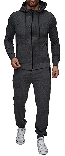 Reslad Trainingsanzug Herren Jogginganzug für Männer Sportanzug Freizeitanzug Jogginghose + Zip Sweatshirt Oberteil RS-5063 Antrazit-Grau S von Reslad