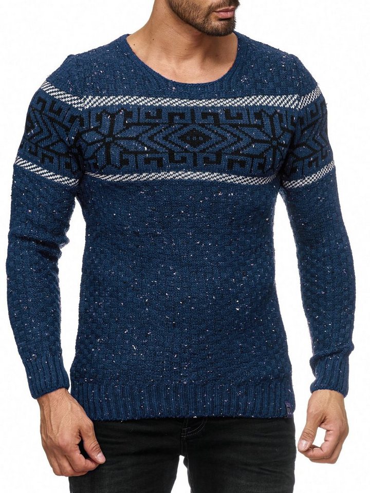 Reslad Strickpullover Herren Strickpullover Rundhals Norwegerpullover Herrenpulli RS-18003 (1-tlg) Norwegermuster Rundhalspullover von Reslad