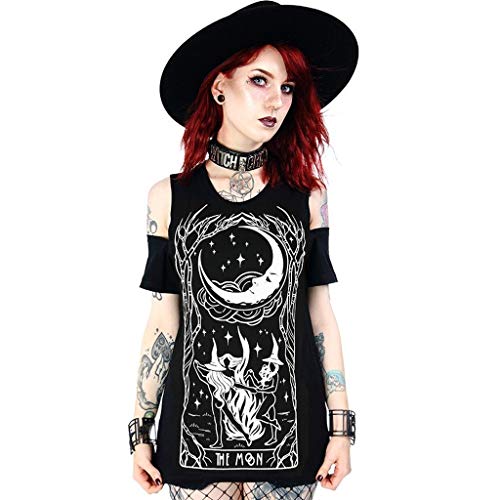 Restyle Witches Chant Women's Gothic Fashion Black Cotton Cold Shoulder Top-3XL von Restyle