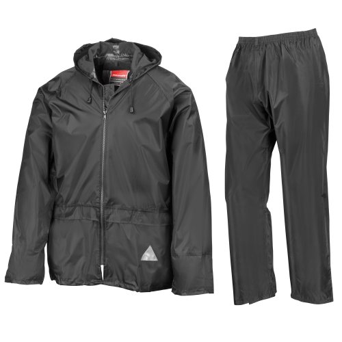 Result Herren Heavyweight Waterproof Jacket & Trouser Set Regenmantel, Schwarz-Schwarz, XX-Large von Result