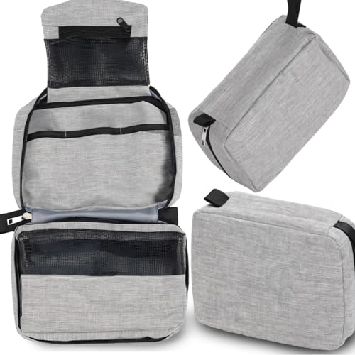 Retoo Kulturbeutel mit Haken zum Aufhängen, Reise Kulturtasche mit Reißverschluss, Kosmetiktasche 5 Taschen, Kosmetikbeutel für Damen, Herren, Kinder, Toilettentasche für Zubehör Shampoo, Grau Retoo Kulturbeutel mit Haken zum Aufhängen, Reise Kulturtasche mit Reißverschluss, Kosmetiktasche 5 Taschen, Kosmetikbeutel für Damen, Herren, Kinder, Toilettentasche für Zubehör Shampoo, Grau von Retoo