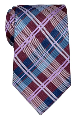 Retreez Herren Gewebte Krawatte Elegante Tartan Plaid Karo 8 cm - burgunder, weinrot und blau von Retreez