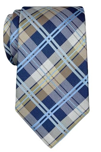 Retreez Herren Gewebte Krawatte Elegante Tartan Plaid Karo 8 cm - marineblau und khaki von Retreez