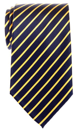 Retreez Herren Gewebte Krawatte Regimentsstreifen Gestreifte 8 cm - marineblau mit gelb Gestreifte von Retreez