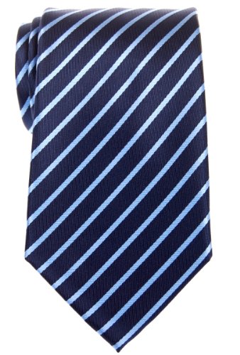 Retreez Herren Gewebte Krawatte Regimentsstreifen Gestreifte 8 cm - marineblau mit hellblau Gestreifte von Retreez