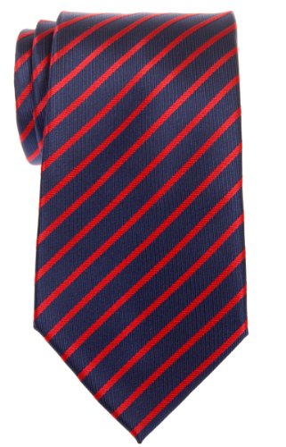 Retreez Herren Gewebte Krawatte Regimentsstreifen Gestreifte 8 cm - marineblau mit rot Gestreifte von Retreez