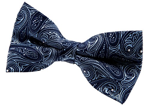 Retreez Herren Gewebte vorgebundene Fliege Elegante Paisley Kunst Muster 13 cm - marineblau von Retreez