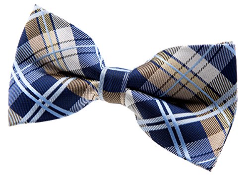 Retreez Herren Gewebte vorgebundene Fliege Elegante Tartan Plaid Karo 13 cm - marineblau und khaki von Retreez