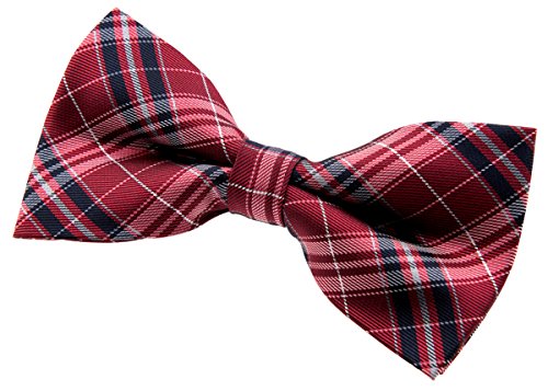 Retreez Herren Gewebte vorgebundene Fliege Modisch Plaid Karo 13 cm - rot und marineblau von Retreez