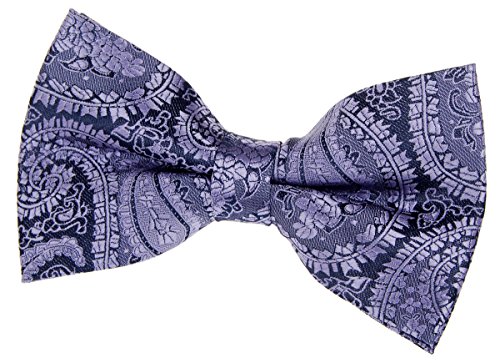 Retreez Herren Gewebte vorgebundene Fliege Paisley Kunst Muster 11,5 cm - violett auf marineblau von Retreez