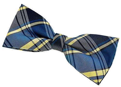 Retreez Herren Gewebte vorgebundene Fliege Retro Plaid Karo 11,5 cm - blau, grau und khaki von Retreez