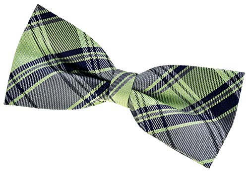 Retreez Herren Gewebte vorgebundene Fliege Retro Plaid Karo 11,5 cm - hellgrün, grau und marineblau von Retreez