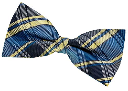 Retreez Herren Gewebte vorgebundene Fliege Retro Plaid Karo 13 cm - blau, grau und khaki von Retreez