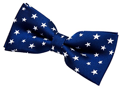 Retreez Herren Gewebte vorgebundene Fliege Sterne Sternmuster Sternenmuster 11,5 cm - marineblau und weiß von Retreez