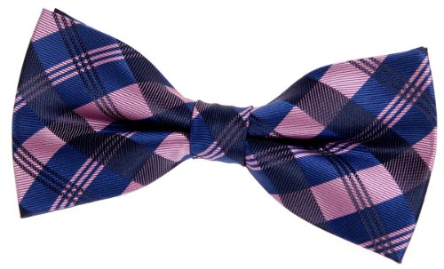 Retreez Herren Gewebte vorgebundene Fliege Tartan Plaid Muster 13 cm - rosa und blau von Retreez