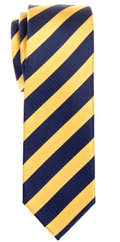 Retreez Herren Prämie Schmale Gewebte Krawatte Gestreifte 5 cm - marineblau und gelb von Retreez