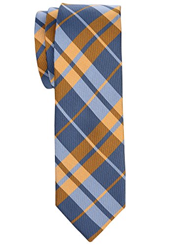 Retreez Herren Prämie Schmale Gewebte Krawatte Plaid Kariert 5 cm - gelb und hellblau von Retreez