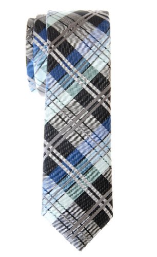 Retreez Herren Schmale Gewebte Krawatte Elegante Tartan Plaid Karo 5 cm - dunkelgrau und blau von Retreez