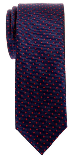 Retreez Herren Schmale Gewebte Krawatte Heutig Kleinen Punkt-Muster 5 cm - marineblau mit rot punkten Retreez Herren Schmale Gewebte Krawatte Heutig Kleinen Punkt-Muster 5 cm - marineblau mit rot punkten von Retreez