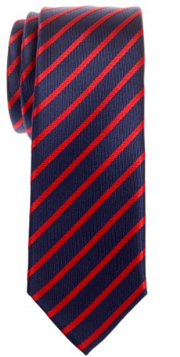 Retreez Herren Schmale Gewebte Krawatte Regimentsstreifen Gestreifte 5 cm - marineblau mit rot Gestreifte von Retreez