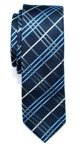 Retreez Herren Schmale Gewebte Krawatte Tartan Plaid Karo Manier 5 cm - marineblau von Retreez