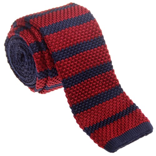 Retreez Herren Schmale Krawatte Strickkrawatte Knit Tie Vintage Smart Casual 5 cm - burgunder, weinrot und marineblau von Retreez