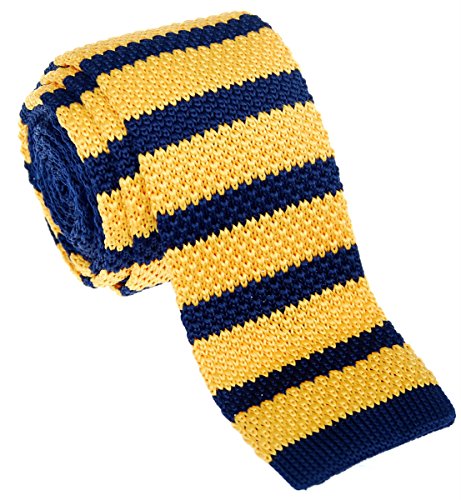 Retreez Herren Schmale Krawatte Strickkrawatte Knit Tie Vintage Smart Casual 5 cm - gelb und marineblau von Retreez