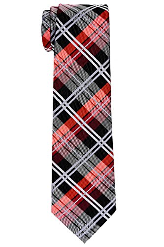 Retreez Jungen Gewebte Krawatte Elegante Tartan Plaid Karo - 8-10 Jahre - schwarz und rot von Retreez