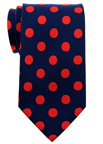 Retreez Klassische Herren Prämie Gewebte Krawatte Polka-Punkt-Muster 8 cm - marineblau mit rot punkten von Retreez