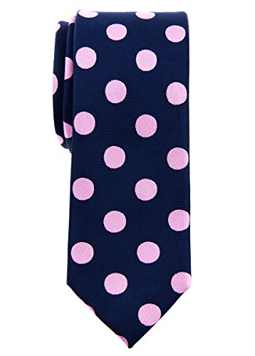 Retreez Klassische Herren Prämie Schmale Gewebte Krawatte Polka-Punkt-Muster 6 cm - marineblau mit rosa punkten von Retreez