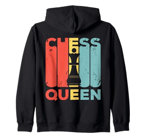 Damen Schachkönigin – Vintage Schachspieler Kapuzenjacke Damen Schachkönigin – Vintage Schachspieler Kapuzenjacke von Retro Chess GA