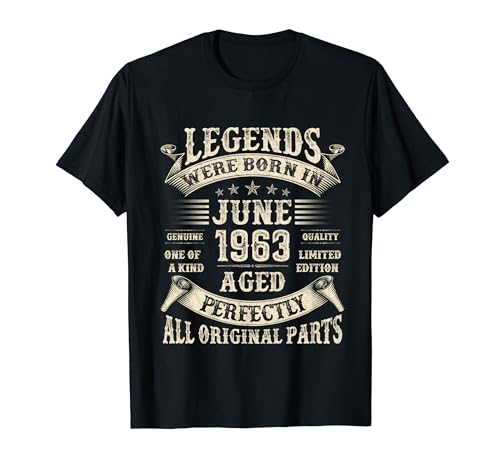 61. Geburtstag Geschenke für Männer Lustig 61 Jahre alt Juni 1963 T-Shirt von Retro June Birthday Gifts For Men Women Funny