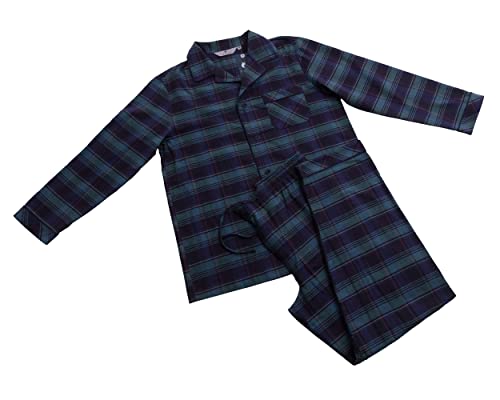 Revise RE-911 Schlafanzug für Herren - Lang - Flannel 100% Baumwolle - Pyjama - Dunkelblau/Grün 1035 – Gr. XXL von R Revise