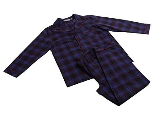 Revise RE-911 Schlafanzug für Herren - Lang - Flannel 100% Baumwolle - Pyjama - Dunkelblau 1034 – Gr. L von R Revise