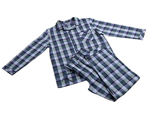 Revise RE-911 Schlafanzug für Herren - Lang - Flannel 100% Baumwolle - Pyjama - Grün/Dunkelblau 1050 – Gr. M von R Revise