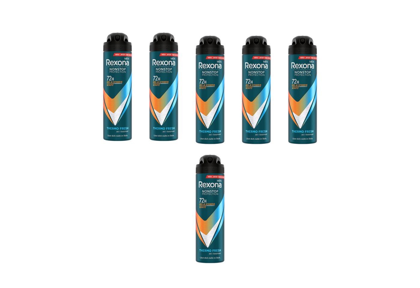 Rexona Deo-Set 6x 150ml Deospray Men Nonstop Protection Thermo Fresh, 72 Stunden Schutz vor Schweiß und Körpergeruch von Rexona