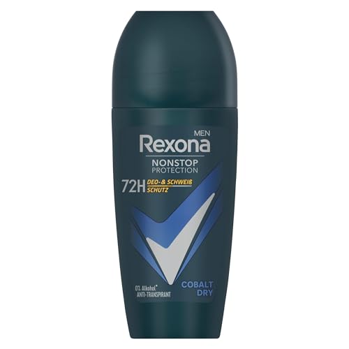 Rexona Men Nonstop Protection Anti Transpirant Deo Roll-On Cobalt Dry mit 72 Stunden Schutz vor Schweiß und Körpergeruch 50 ml von Rexona