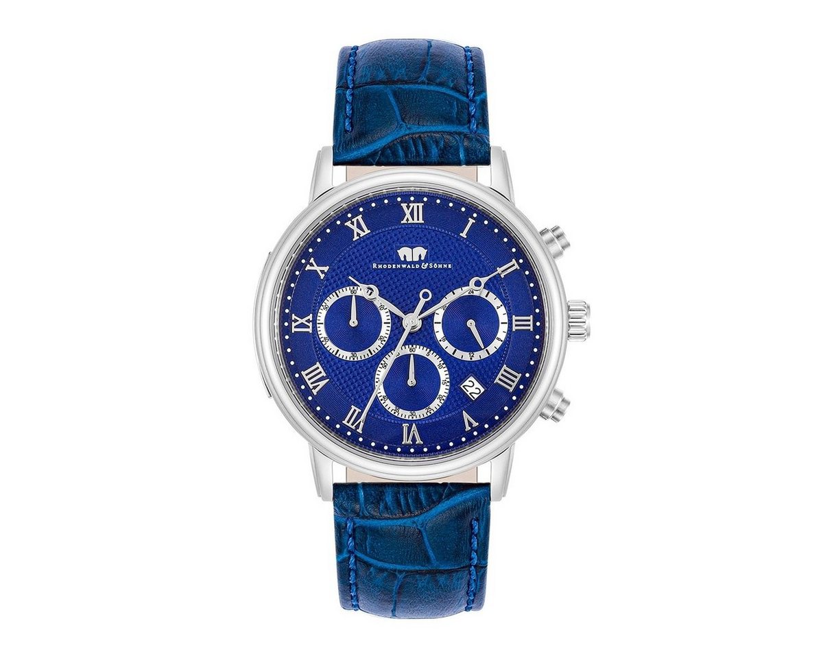 Rhodenwald & Söhne Chronograph Moonlight blau, mit Echtleder-Armband von Rhodenwald & Söhne