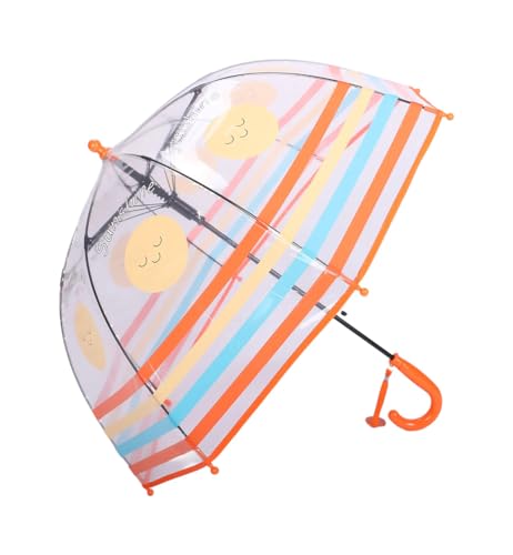 Rhomba Clear Bubble Transparent Umbrella for Children Lightweight Cute 8 Fibre Ribs Cute Dome See Through Child Perfect for Walking, Safety Kids Umbrella for Toddlers Boys Girls (Orange Regenbogen) von Rhomba