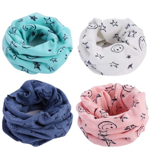 Richaa 4 Stück Unendlichkeit Schals für Kinder Winter Kinder Jungen Mädchen Baumwolle Multi Use Neck Warmer Schal Hut Bandana von Richaa