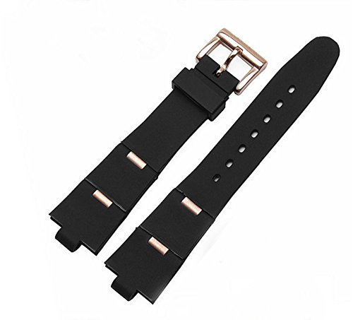 Richie strap Schwarzes Gummi-Uhrenarmband für Taucher, 24 mm x 8 mm, passend für Bvlgari Divas' Dream, rose gold, Gurt von Richie strap