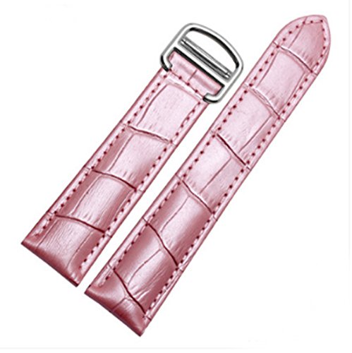 16mm 18mm 20mm Crocodile Skin Pattern Leder Uhrenarmband Armbandschnalle fürTank (20mm, Pink (Silberne Schnalle)) von Richie strap