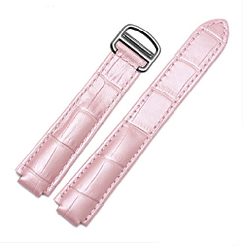 [Richie Strap] 18 mm 20 mm Krokodilleder-Armbandschnalle für Cartier Blue Balloon, Rosa (silberfarbene Schnalle), 20 mm, Riemen von Richie strap