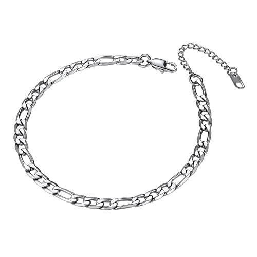 Richsteel Edelstahl Figarokette Fußkettchen Damen Frauen 6mm breit Fußkette 21.5cm mit 5cm Verlängerung für Party Sommerfest von Richsteel